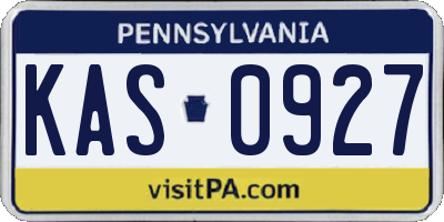 PA license plate KAS0927