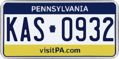 PA license plate KAS0932