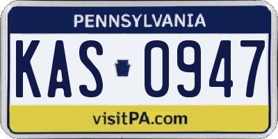 PA license plate KAS0947
