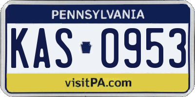 PA license plate KAS0953