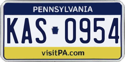 PA license plate KAS0954