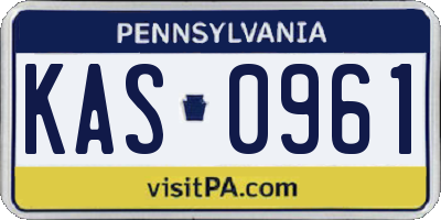 PA license plate KAS0961
