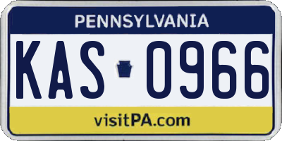 PA license plate KAS0966