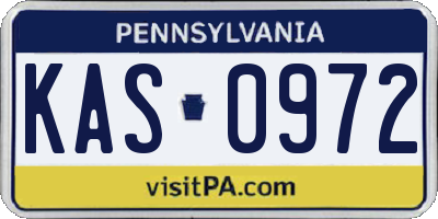 PA license plate KAS0972