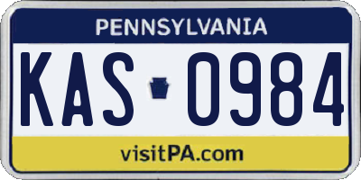 PA license plate KAS0984