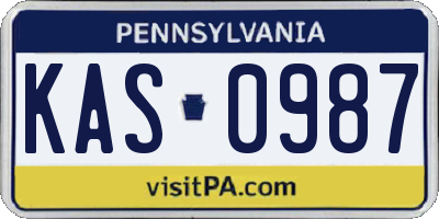 PA license plate KAS0987