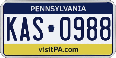 PA license plate KAS0988