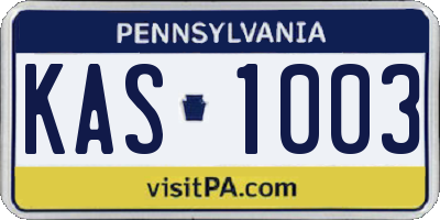 PA license plate KAS1003