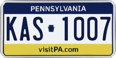 PA license plate KAS1007