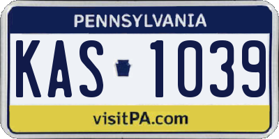 PA license plate KAS1039
