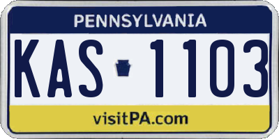 PA license plate KAS1103