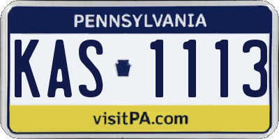 PA license plate KAS1113