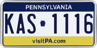 PA license plate KAS1116