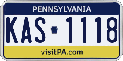 PA license plate KAS1118