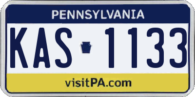 PA license plate KAS1133