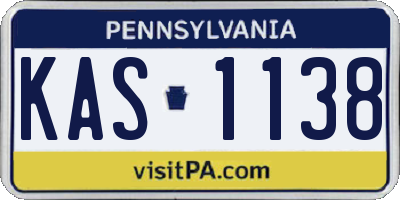 PA license plate KAS1138