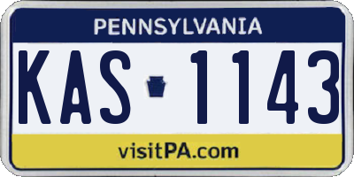 PA license plate KAS1143