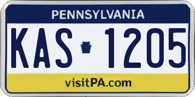 PA license plate KAS1205