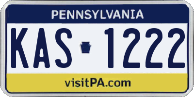PA license plate KAS1222