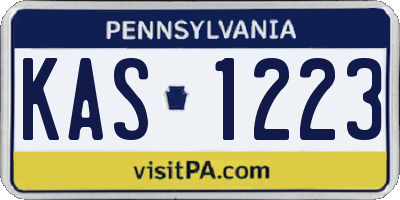 PA license plate KAS1223