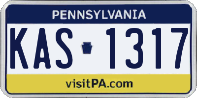 PA license plate KAS1317