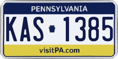 PA license plate KAS1385