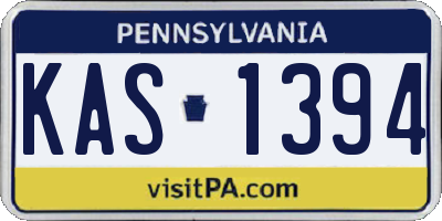 PA license plate KAS1394
