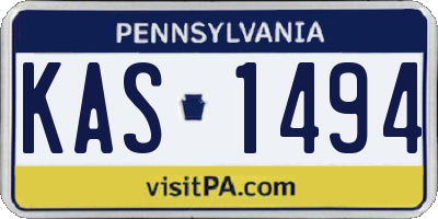 PA license plate KAS1494