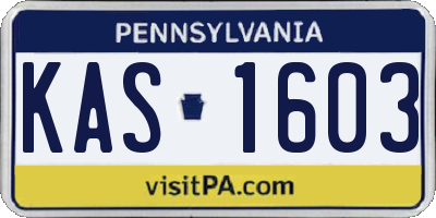 PA license plate KAS1603