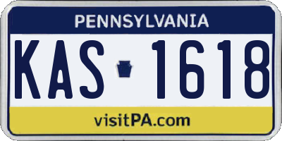 PA license plate KAS1618