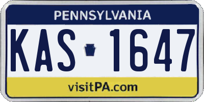 PA license plate KAS1647