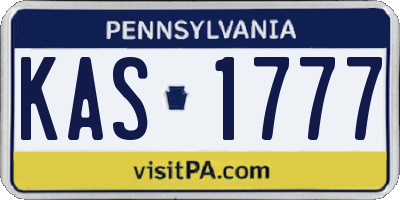 PA license plate KAS1777
