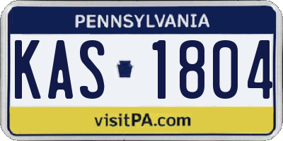 PA license plate KAS1804