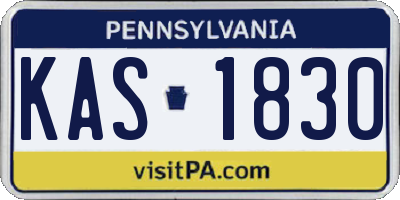PA license plate KAS1830