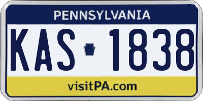 PA license plate KAS1838