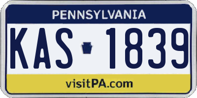 PA license plate KAS1839