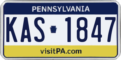 PA license plate KAS1847