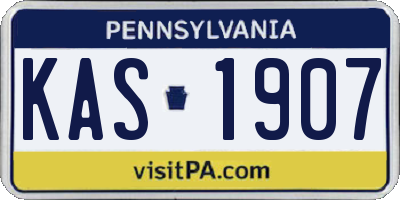 PA license plate KAS1907