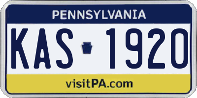 PA license plate KAS1920