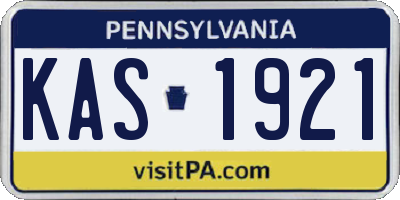 PA license plate KAS1921