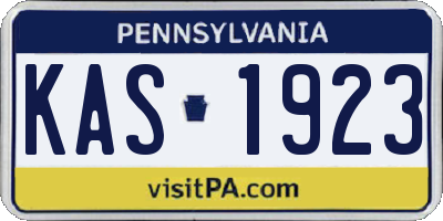 PA license plate KAS1923