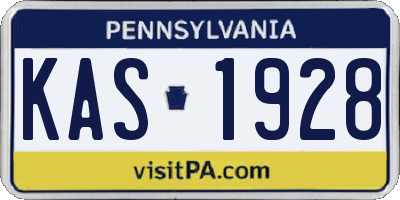 PA license plate KAS1928