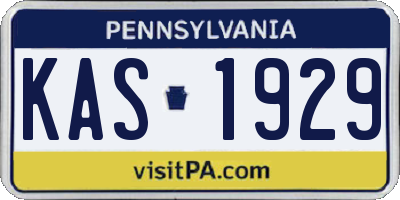 PA license plate KAS1929