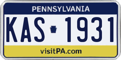 PA license plate KAS1931