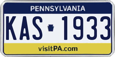 PA license plate KAS1933