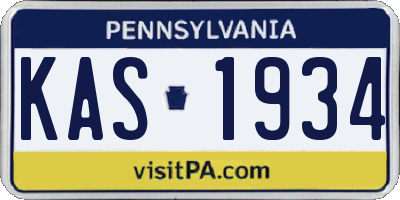 PA license plate KAS1934