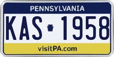 PA license plate KAS1958