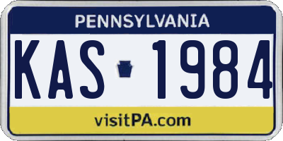 PA license plate KAS1984