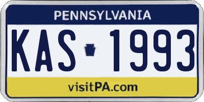 PA license plate KAS1993