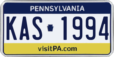 PA license plate KAS1994